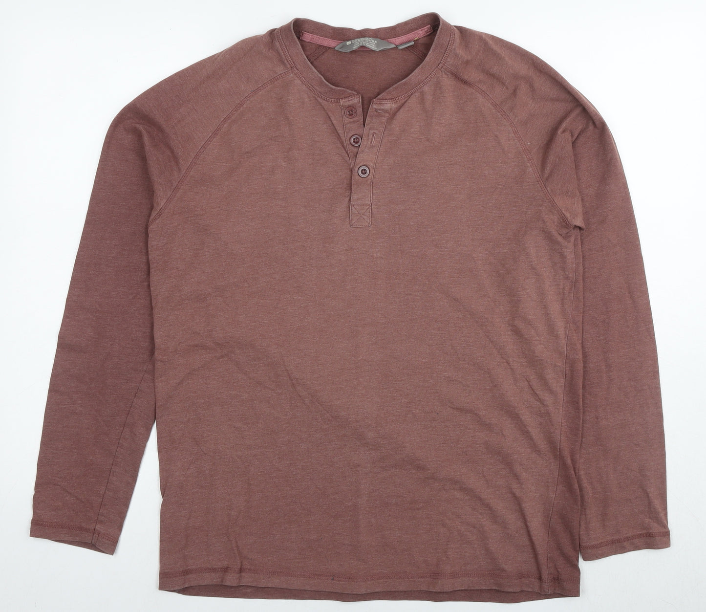 Mountain Warehouse Mens Brown Cotton T-Shirt Size L Henley