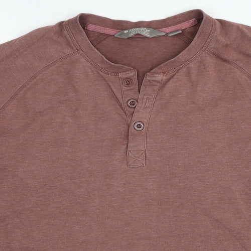 Mountain Warehouse Mens Brown Cotton T-Shirt Size L Henley