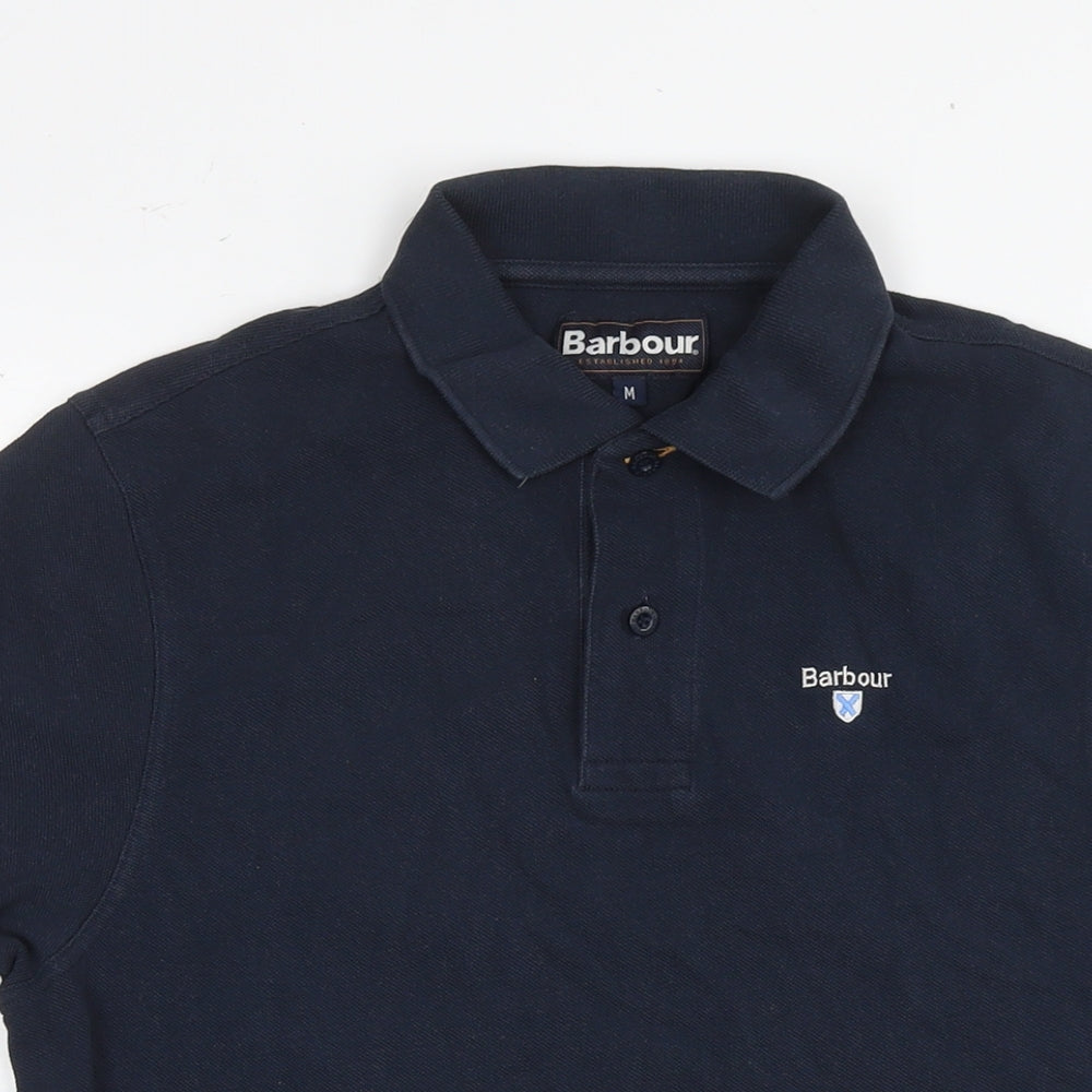 Barbour Mens Blue Cotton Polo Size M Collared Pullover