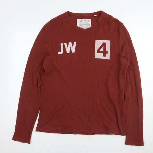 Jack Wills Mens Brown Cotton Pullover Sweatshirt Size M - Logo