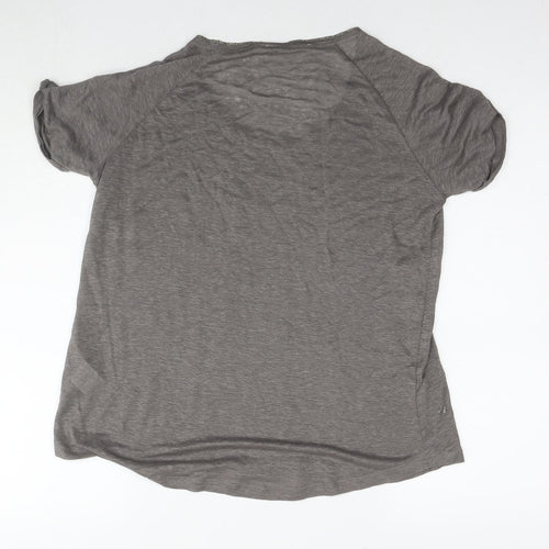 Gerard Darel Womens Brown Linen Basic T-Shirt Size S Round Neck - Embellishment Detail Stars