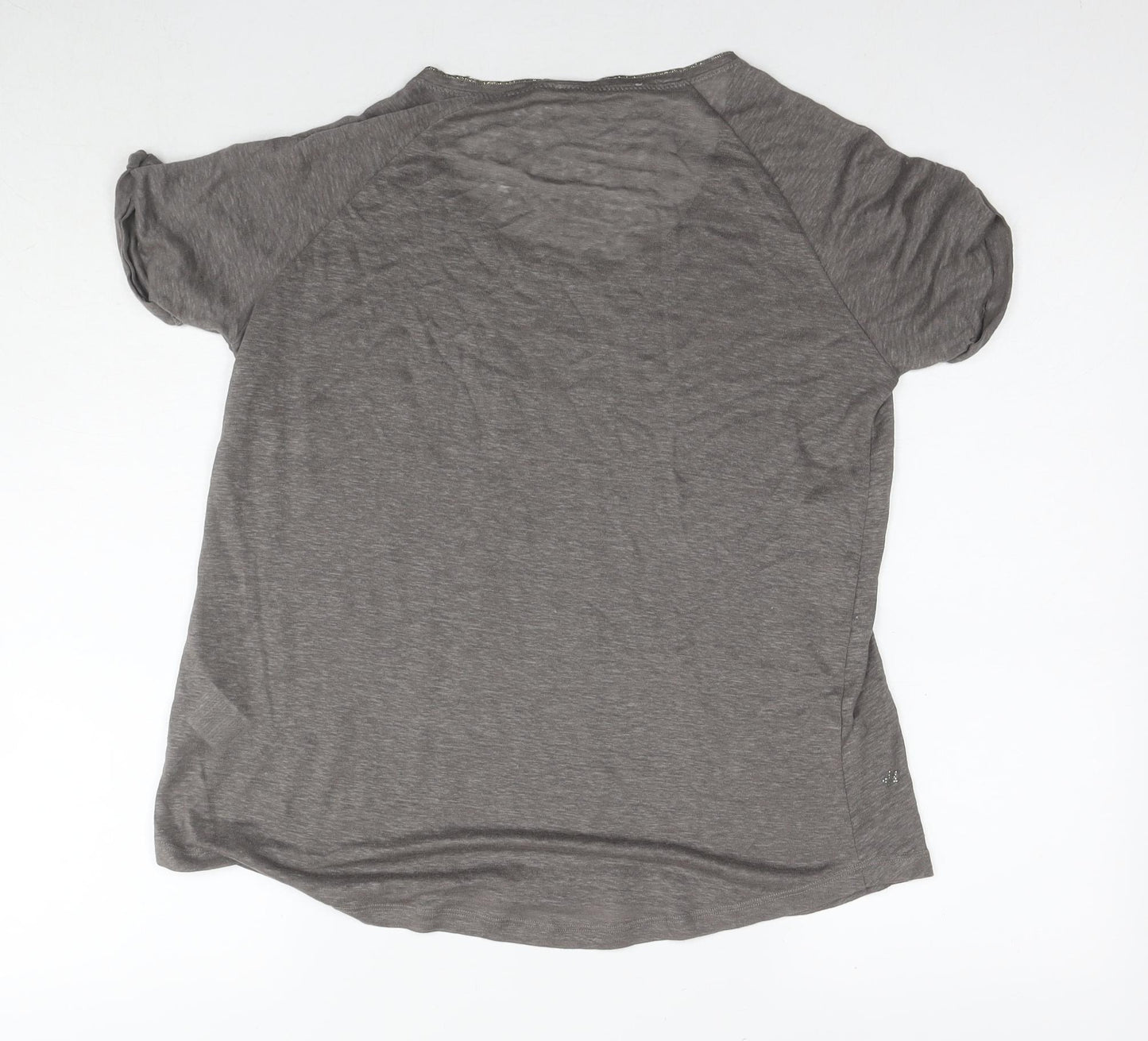 Gerard Darel Womens Brown Linen Basic T-Shirt Size S Round Neck - Embellishment Detail Stars