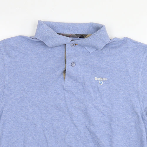 Barbour Mens Blue Cotton Polo Size M Collared Pullover