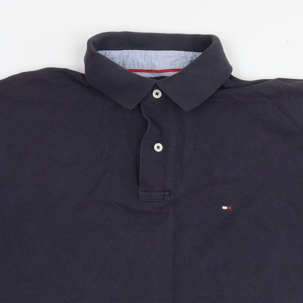 Tommy Hilfiger Mens Blue Cotton Polo Size L Collared Pullover