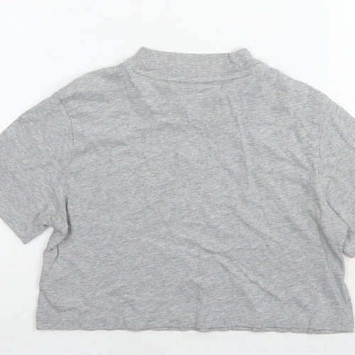 adidas Womens Grey Cotton Cropped T-Shirt Size 8 Round Neck