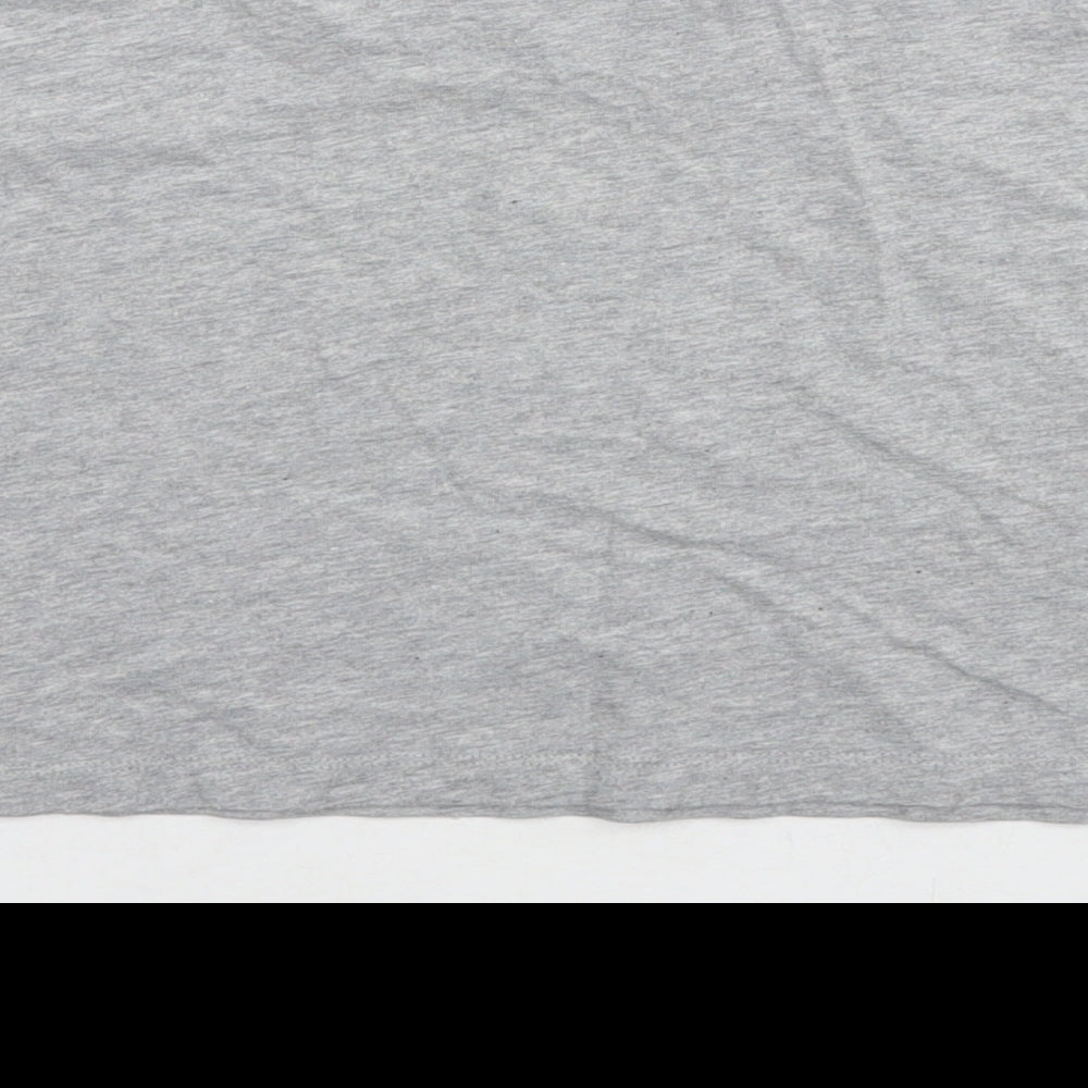 adidas Womens Grey Cotton Cropped T-Shirt Size 8 Round Neck