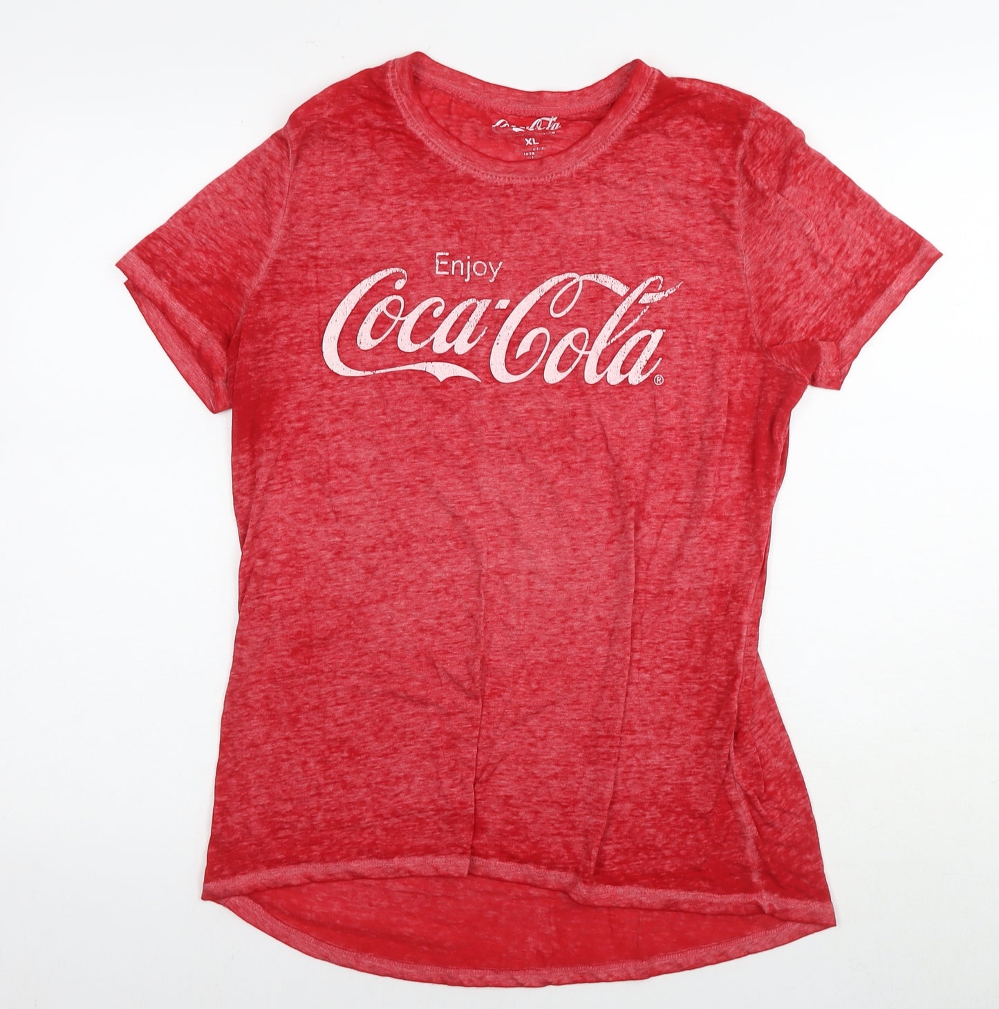 Coca-Cola Womens Red Polyester Basic T-Shirt Size XL Round Neck