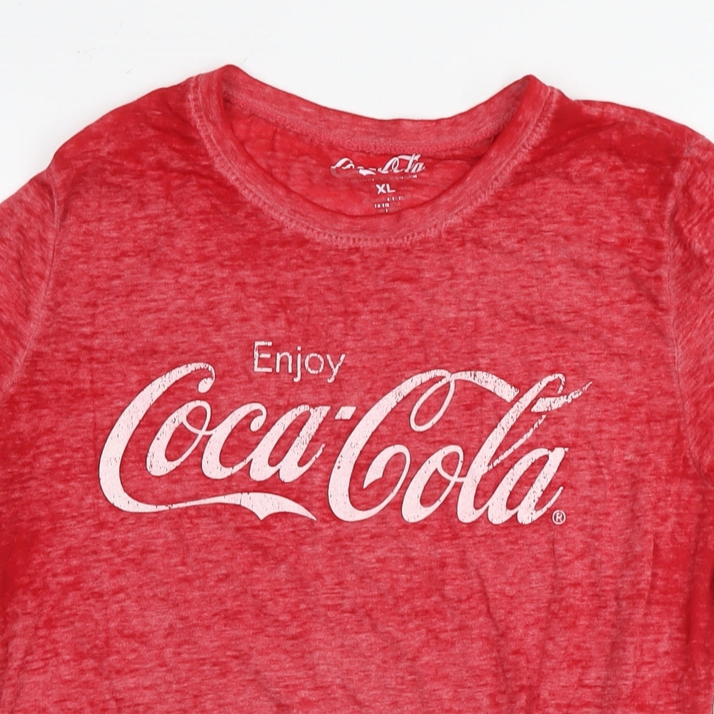 Coca-Cola Womens Red Polyester Basic T-Shirt Size XL Round Neck