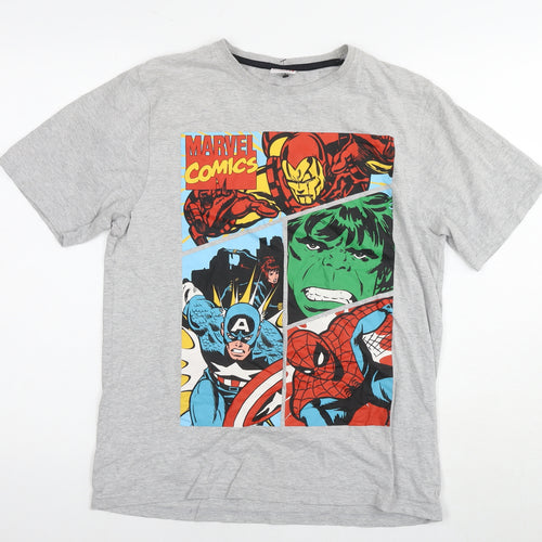 Marvel Comics Mens Grey Cotton T-Shirt Size S Round Neck - Marvel Avengers Heroes