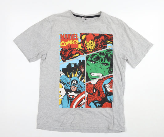 Marvel Comics Mens Grey Cotton T-Shirt Size S Round Neck - Marvel Avengers Heroes