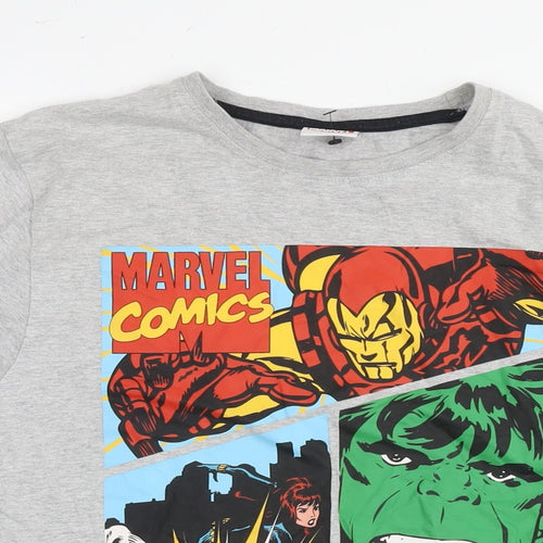 Marvel Comics Mens Grey Cotton T-Shirt Size S Round Neck - Marvel Avengers Heroes