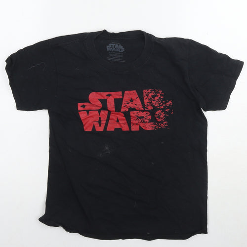 Star Wars Boys Black Cotton Basic T-Shirt Size 12-13 Years Round Neck Pullover - Logo