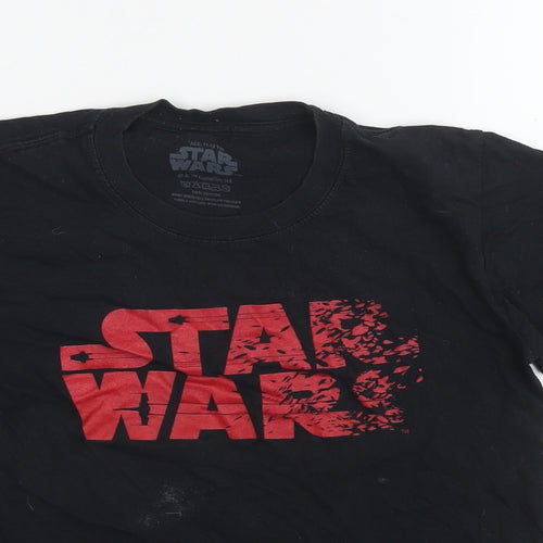 Star Wars Boys Black Cotton Basic T-Shirt Size 12-13 Years Round Neck Pullover - Logo