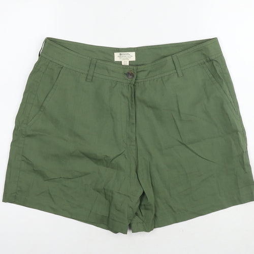 Mountain Warehouse Womens Green Cotton Chino Shorts Size 16 L3 in Regular Zip