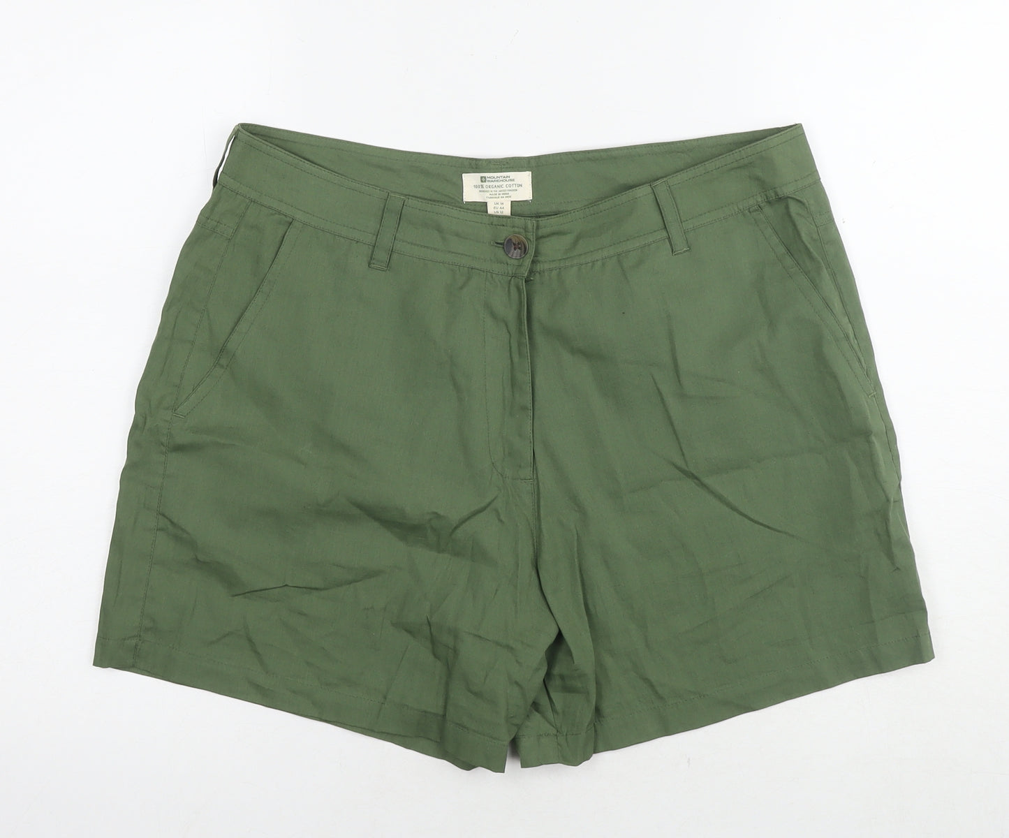 Mountain Warehouse Womens Green Cotton Chino Shorts Size 16 L3 in Regular Zip