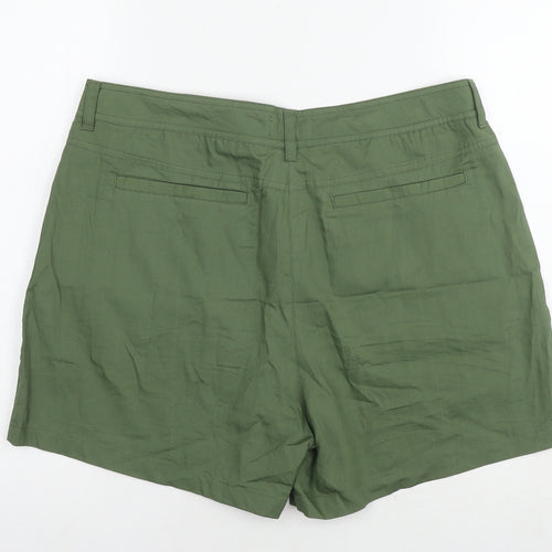 Mountain Warehouse Womens Green Cotton Chino Shorts Size 16 L3 in Regular Zip