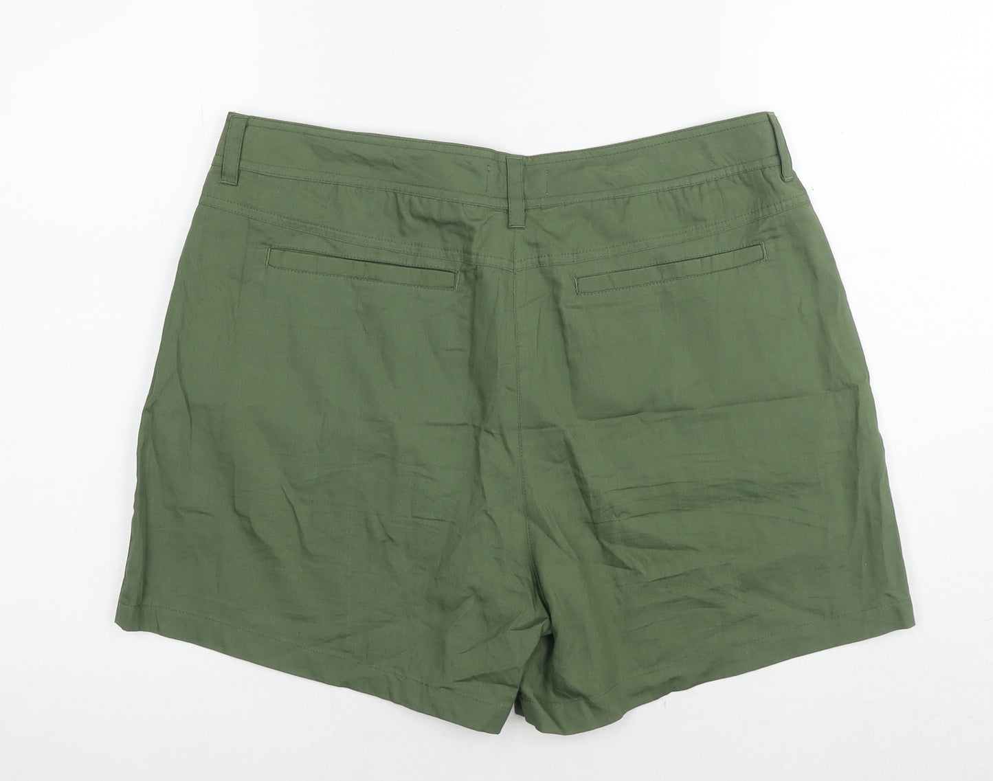 Mountain Warehouse Womens Green Cotton Chino Shorts Size 16 L3 in Regular Zip