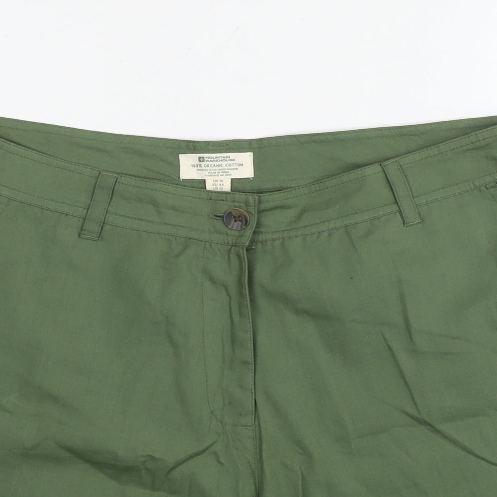 Mountain Warehouse Womens Green Cotton Chino Shorts Size 16 L3 in Regular Zip