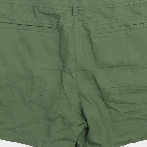 Mountain Warehouse Womens Green Cotton Chino Shorts Size 16 L3 in Regular Zip