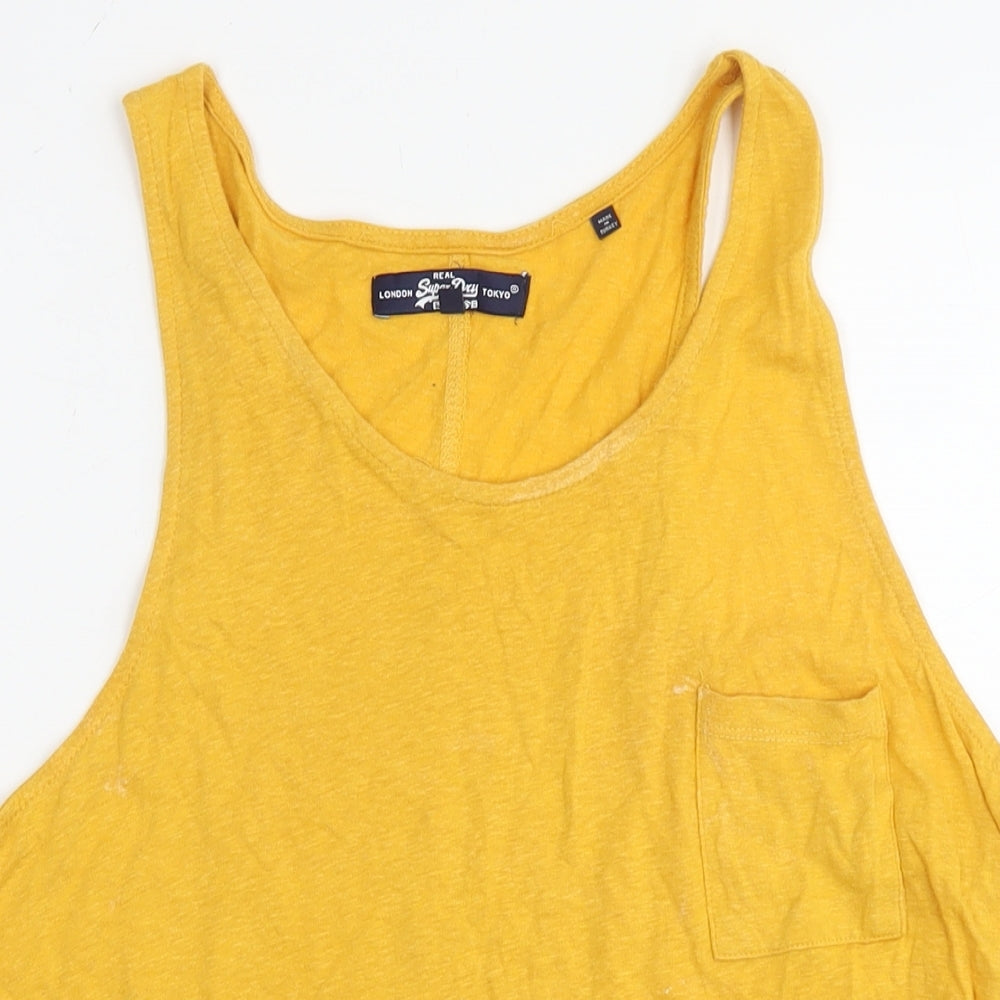 Superdry Mens Yellow Cotton T-Shirt Size XL Round Neck