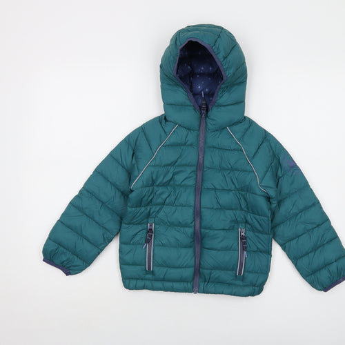 Fat Face Boys Green Puffer Jacket Jacket Size 5-6 Years Zip