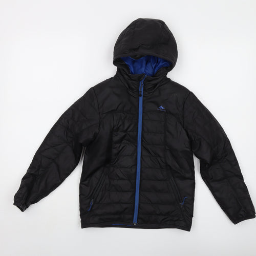 Quechua Boys Black Puffer Jacket Jacket Size 7-8 Years Zip