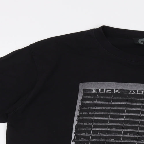 DUB Mens Black Cotton T-Shirt Size M Crew Neck