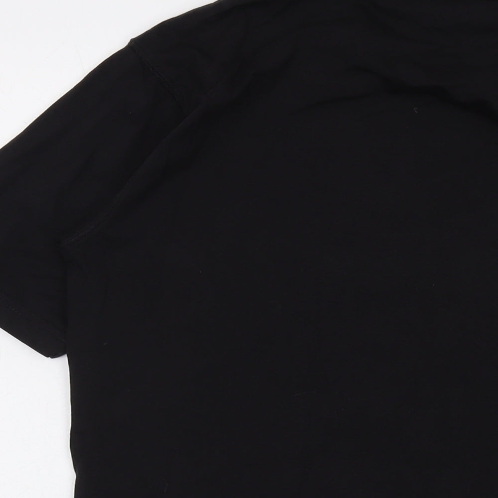 DUB Mens Black Cotton T-Shirt Size M Crew Neck