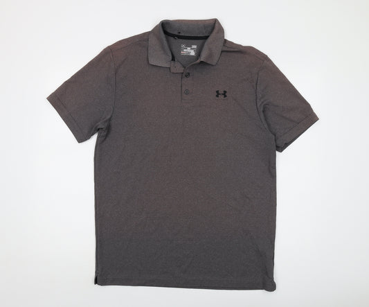 Under armour Mens Grey Polyester Polo Size L Collared Button