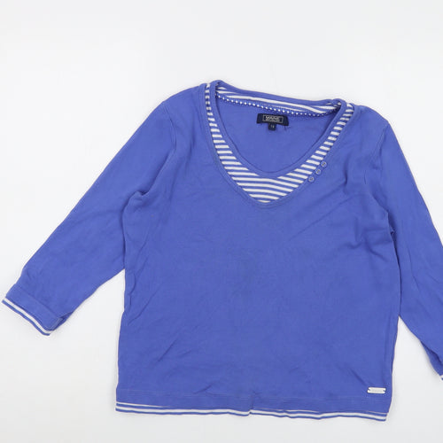 Maine Womens Blue Cotton Basic T-Shirt Size 12 Round Neck