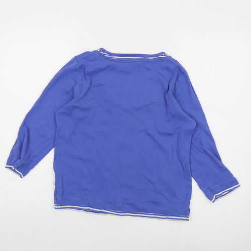 Maine Womens Blue Cotton Basic T-Shirt Size 12 Round Neck