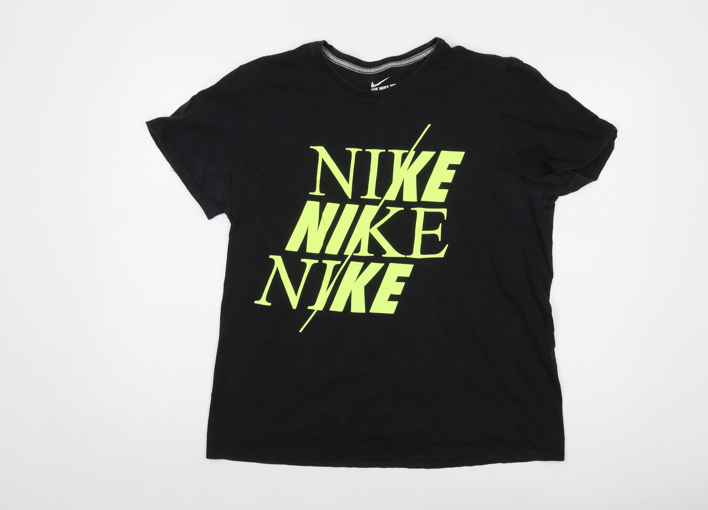 Nike Womens Black Cotton Basic T-Shirt Size L Crew Neck