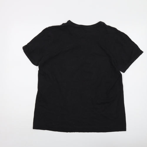 Nike Womens Black Cotton Basic T-Shirt Size L Crew Neck