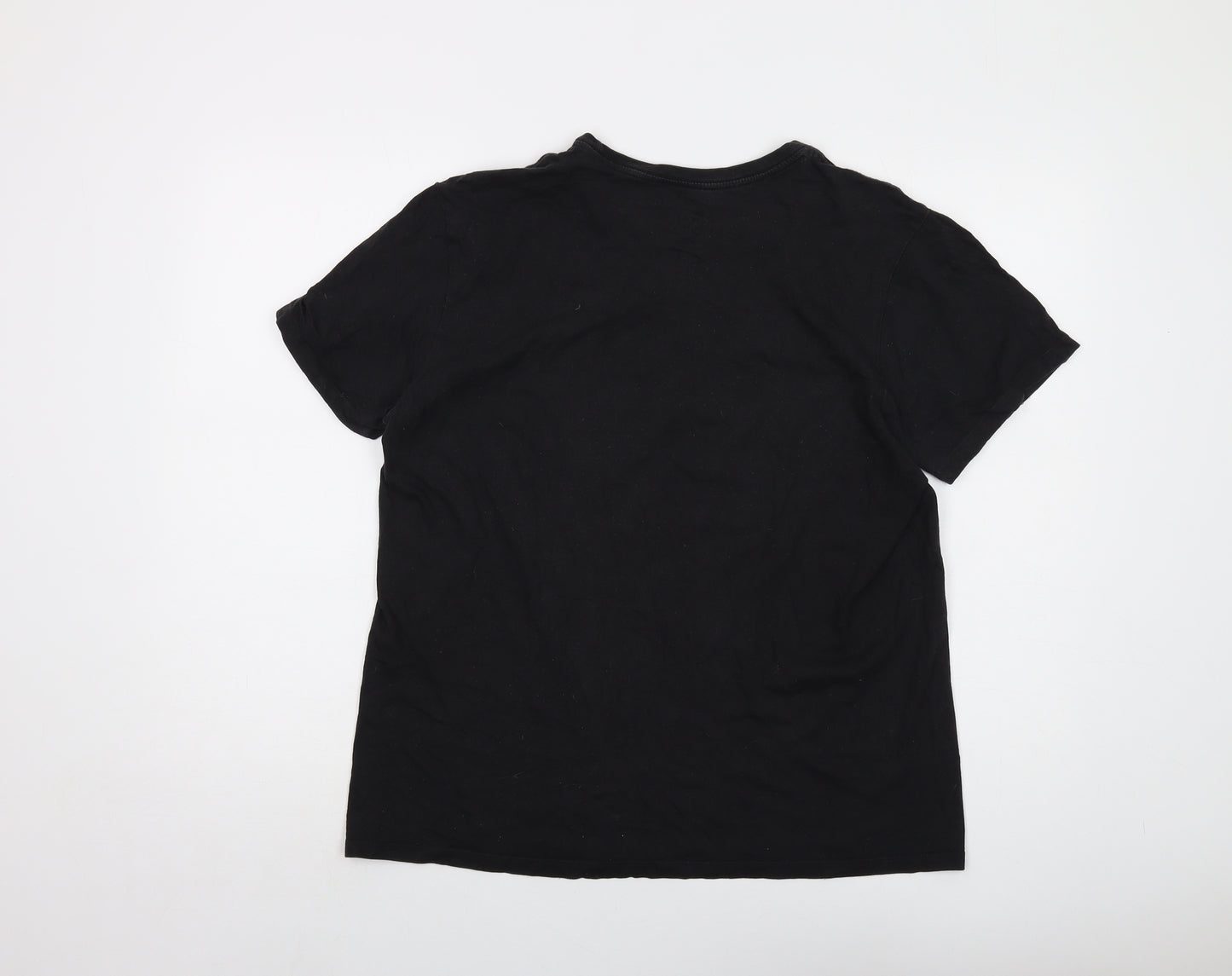 Nike Womens Black Cotton Basic T-Shirt Size L Crew Neck