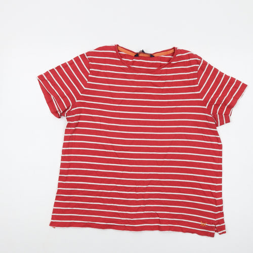 Crew Clothing Womens Red Striped Cotton Basic T-Shirt Size 16 Crew Neck