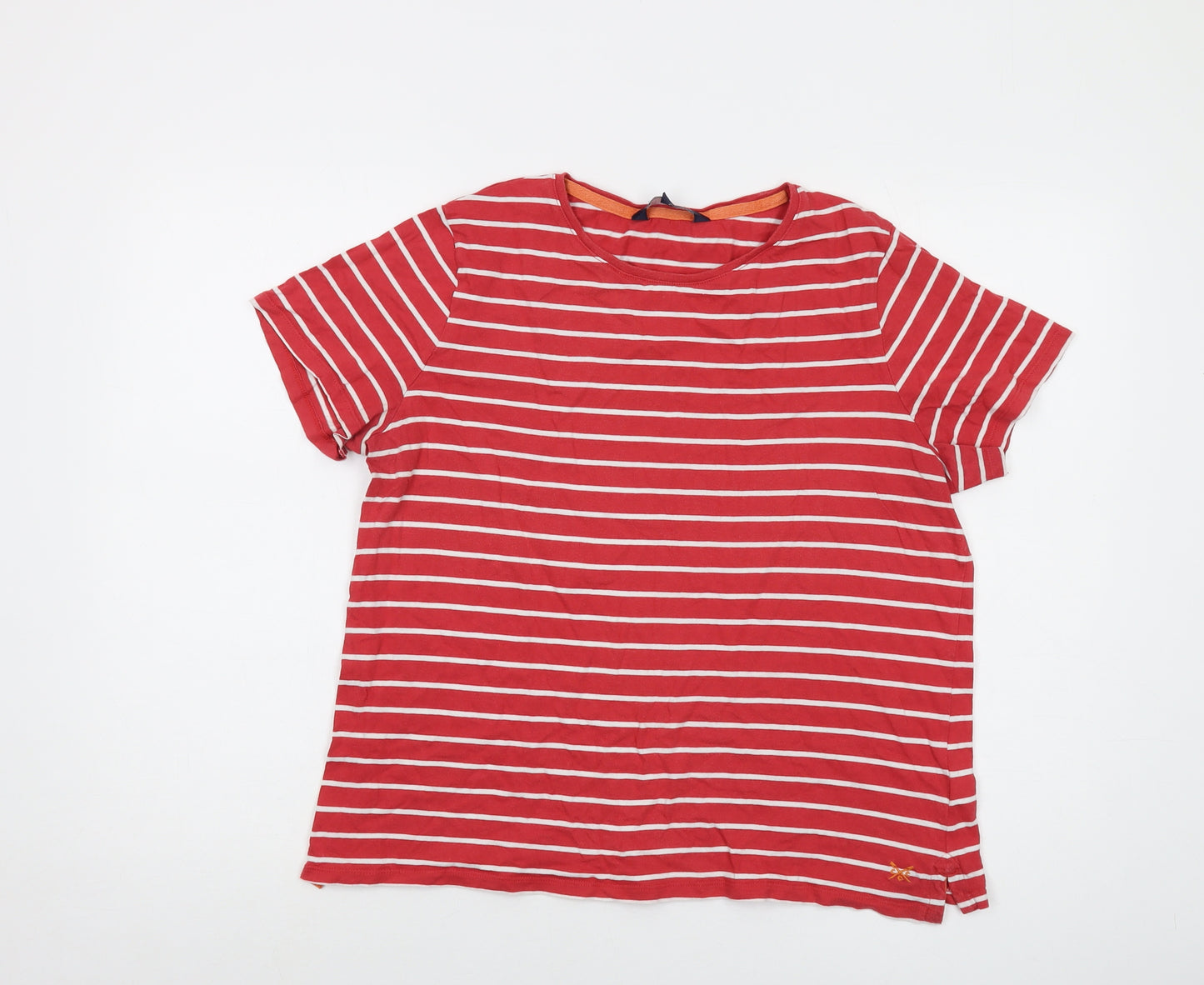 Crew Clothing Womens Red Striped Cotton Basic T-Shirt Size 16 Crew Neck