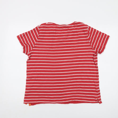 Crew Clothing Womens Red Striped Cotton Basic T-Shirt Size 16 Crew Neck