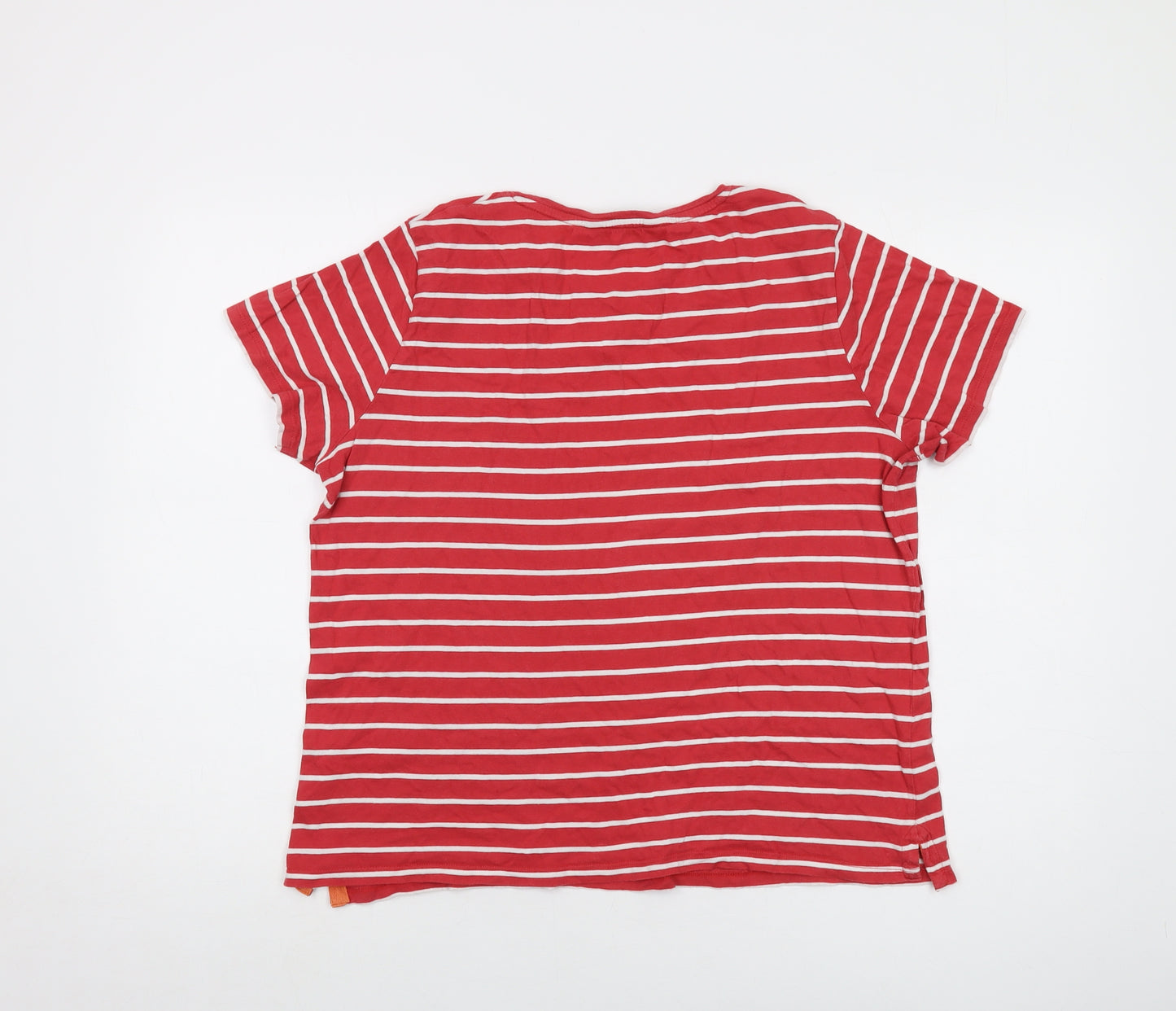 Crew Clothing Womens Red Striped Cotton Basic T-Shirt Size 16 Crew Neck