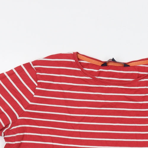 Crew Clothing Womens Red Striped Cotton Basic T-Shirt Size 16 Crew Neck