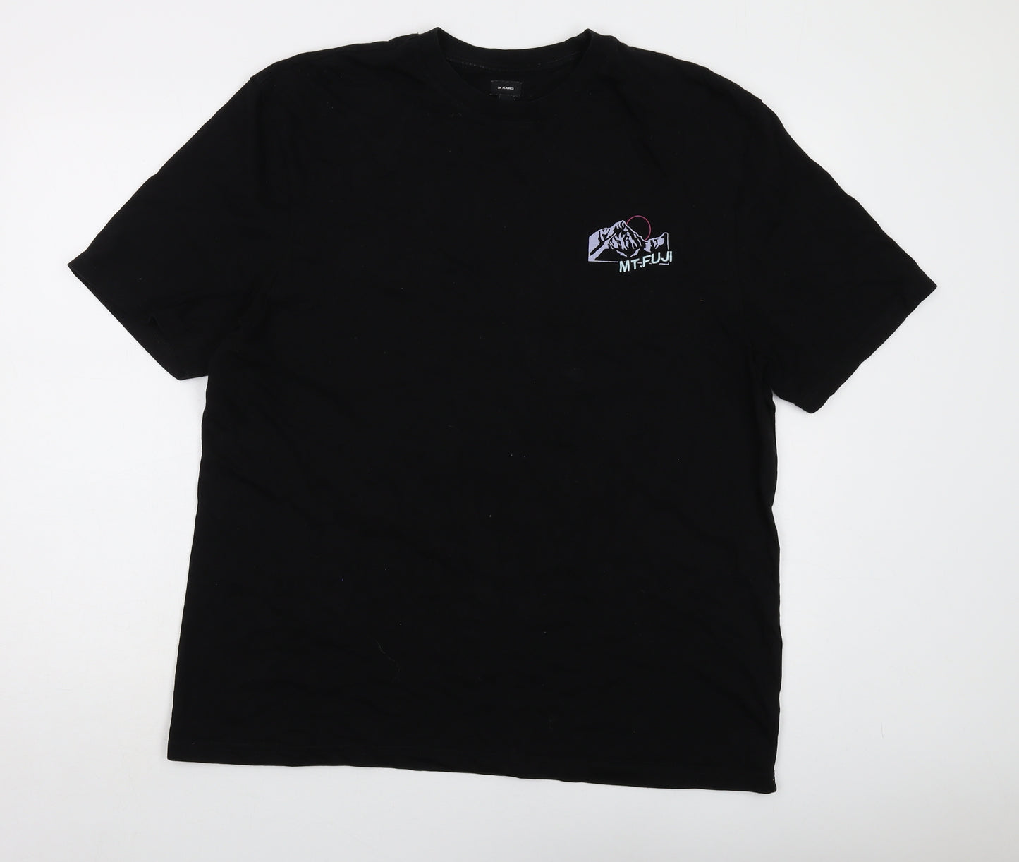 MT. Fuji Mens Black Cotton T-Shirt Size XL Crew Neck