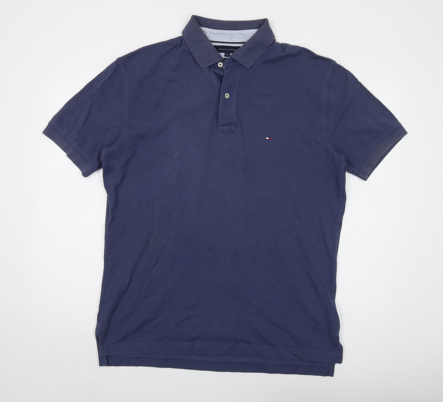 Tommy Hilfiger Mens Blue Cotton Polo Size XL Collared Button