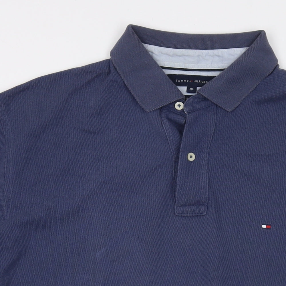 Tommy Hilfiger Mens Blue Cotton Polo Size XL Collared Button