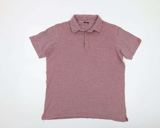 Cotton Traders Mens Pink Cotton Polo Size XL Collared Button