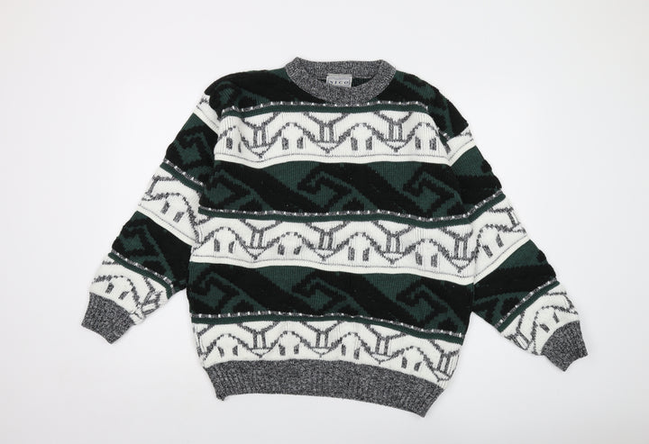 Nicco Womens Multicoloured Round Neck Geometric Acrylic Pullover Jumper Size 16