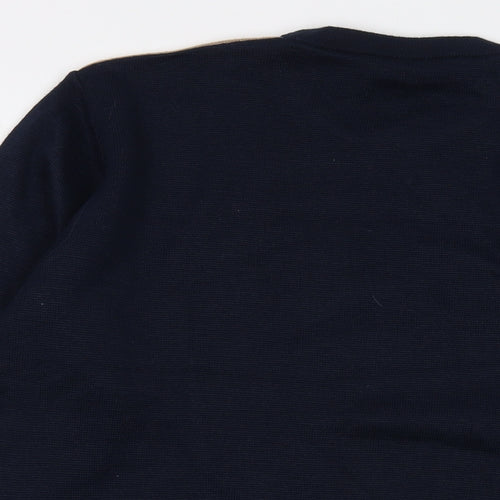 Gabicci Mens Blue Crew Neck Geometric Acrylic Pullover Jumper Size M Long Sleeve