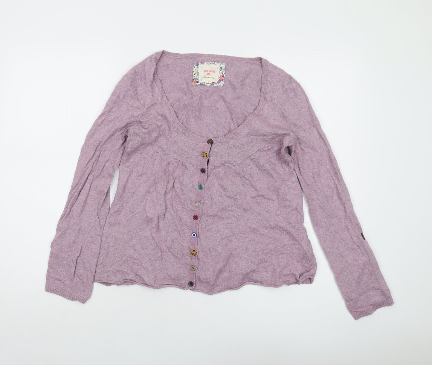 White Stuff Womens Purple Round Neck Viscose Cardigan Jumper Size 16