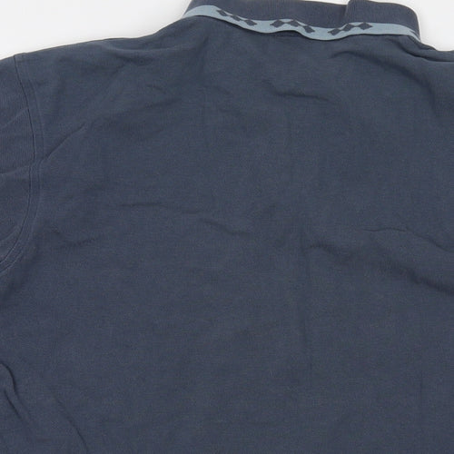 Pringle Mens Blue Cotton Polo Size M Collared Button