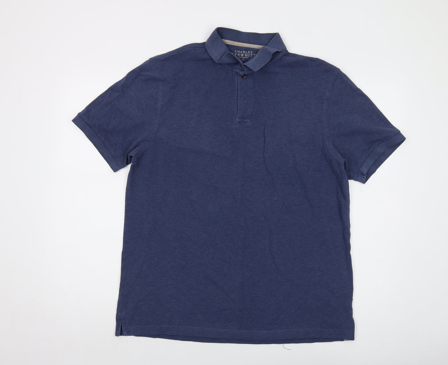 Charles Tyrwhitt Mens Blue Cotton Polo Size L Collared Button