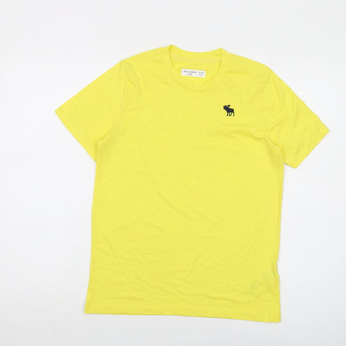 Abercrombie & Fitch Boys Yellow Cotton Basic T-Shirt Size 13-14 Years Crew Neck Pullover