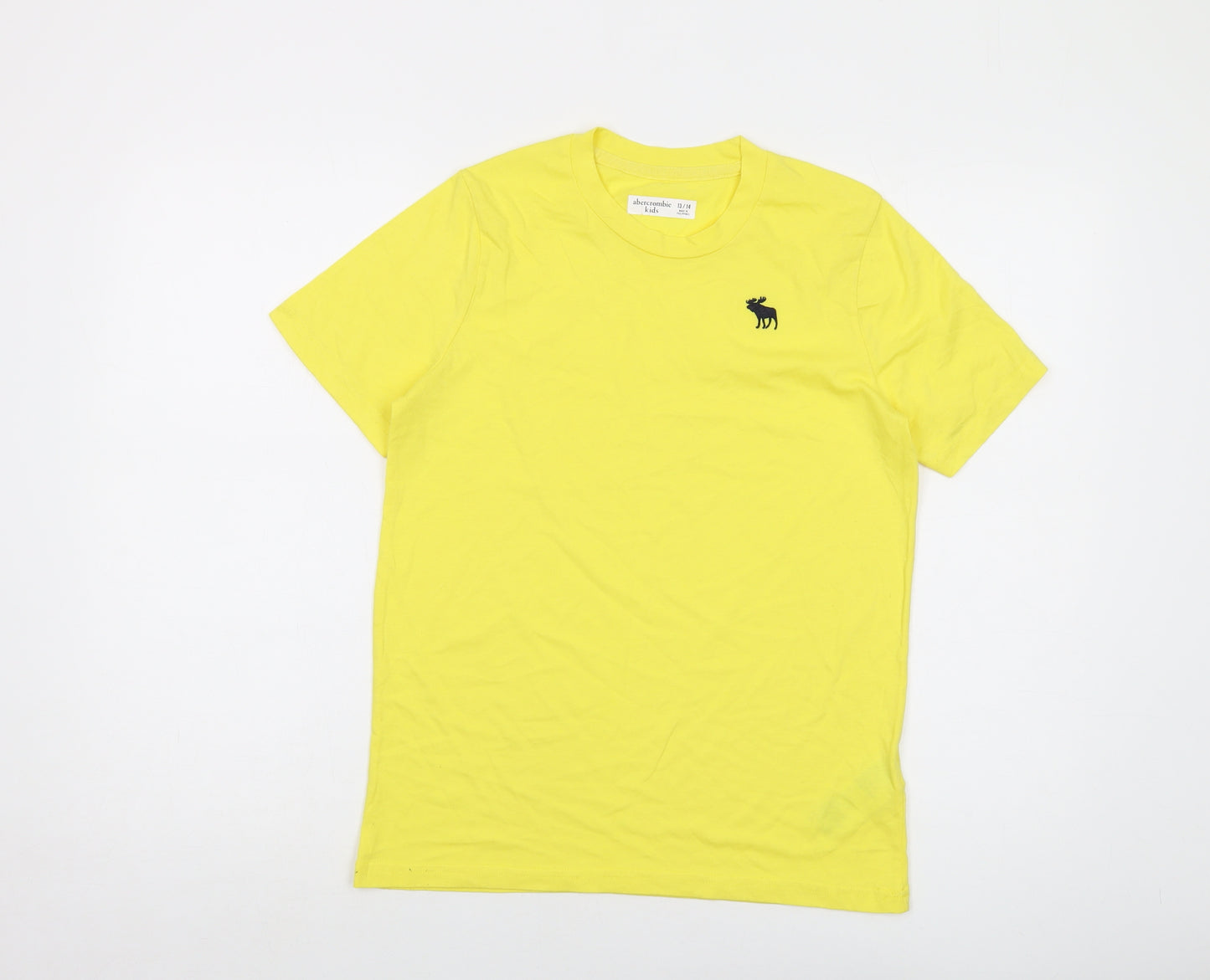 Abercrombie & Fitch Boys Yellow Cotton Basic T-Shirt Size 13-14 Years Crew Neck Pullover